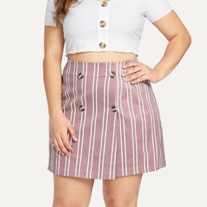 Button Up Striped Skirt